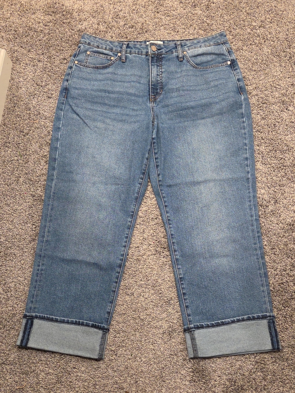 Edited x Hunter McGrady Medium Wash Cuffed Jeans Size 14